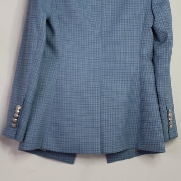 Veronica Beard Women's Blue Plaid Long and Lean Dickey Jacket Blazer Size 0 - Picture 12 of 15